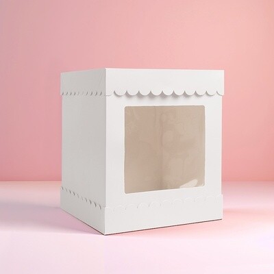 10&quot; X 10&quot; X 12&quot; TALL SCALLOPED CAKE BOX - WHITE