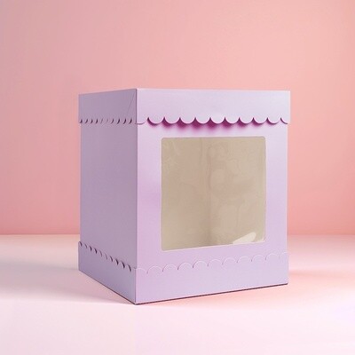 10&quot; X 10&quot; X 12&quot; TALL SCALLOPED CAKE BOX - PASTEL LILAC