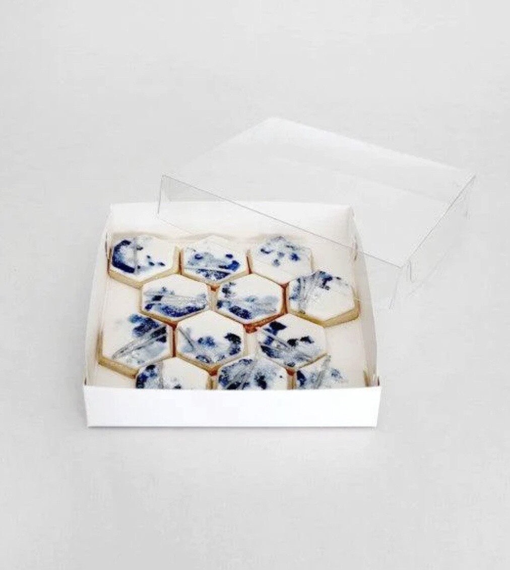 Biscuit Box with Clear Lid - 15.5cmx15.5cmx3cm