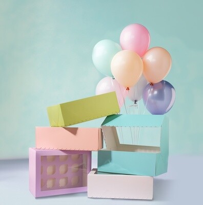 PAPYRUS SCALLOPED TALL CUPCAKE BOX (12 HOLE) - PASTEL PURPLE