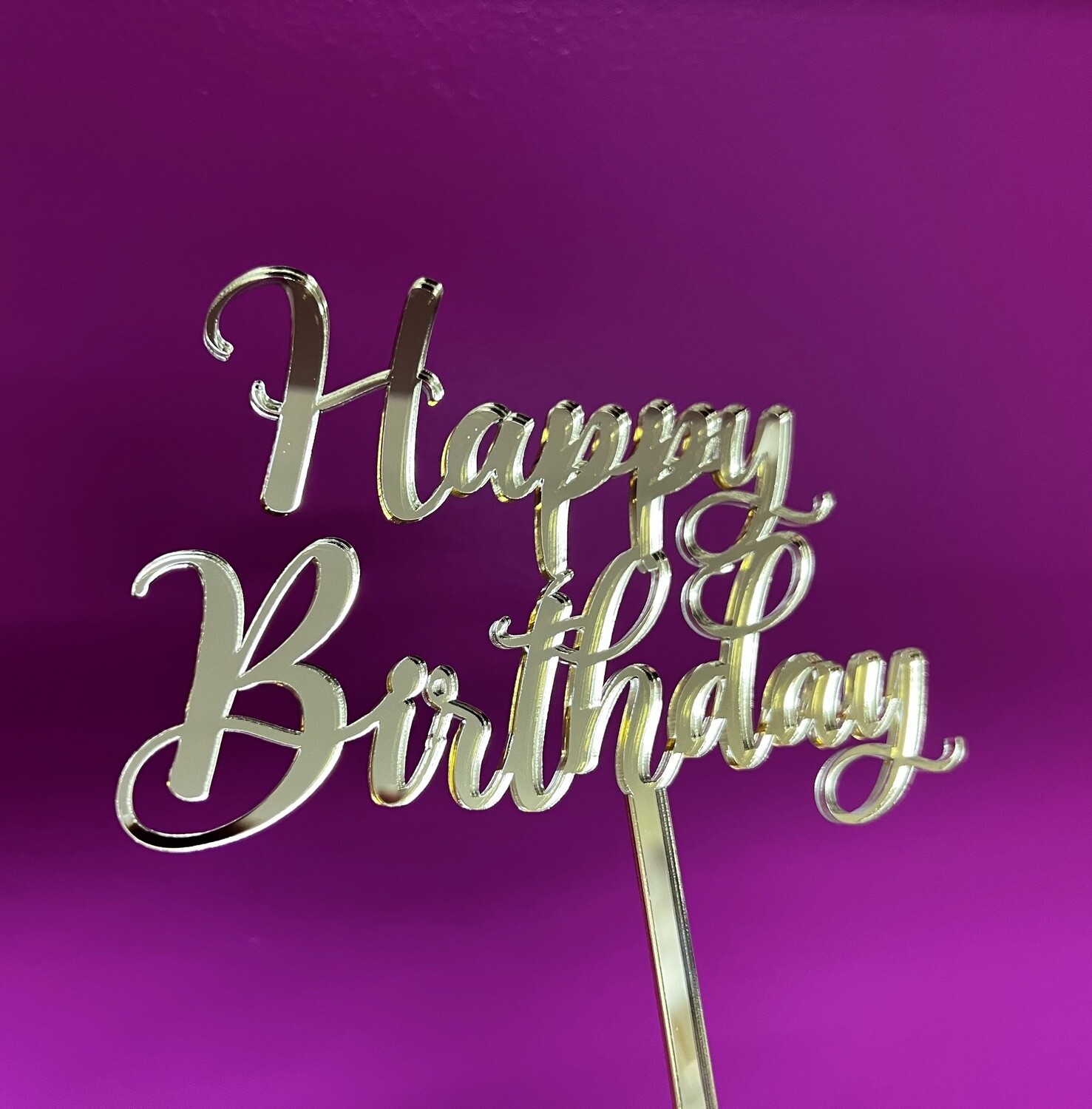 Cursive Happy birthday cake topper