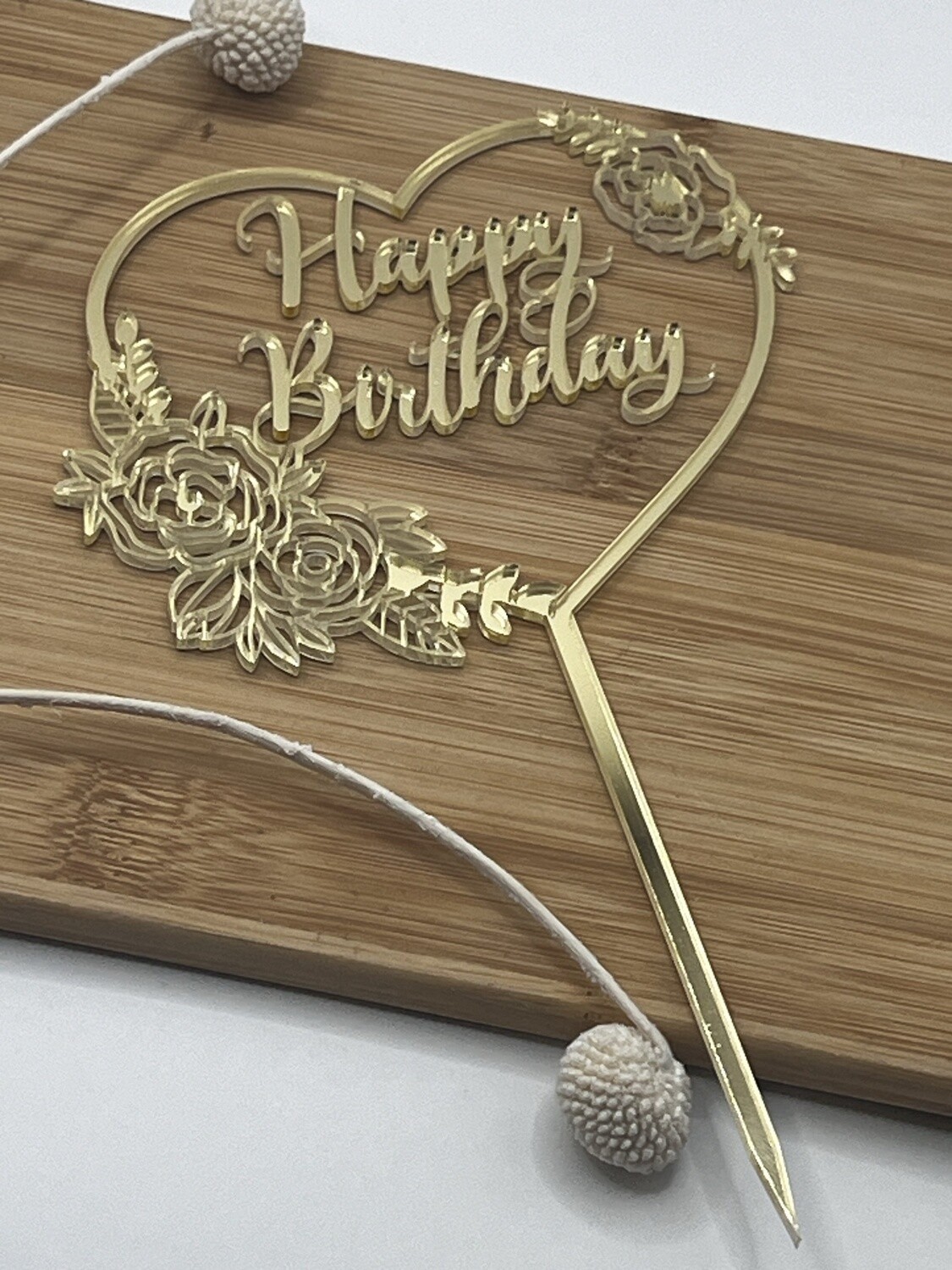Happy birthday heart cake topper
