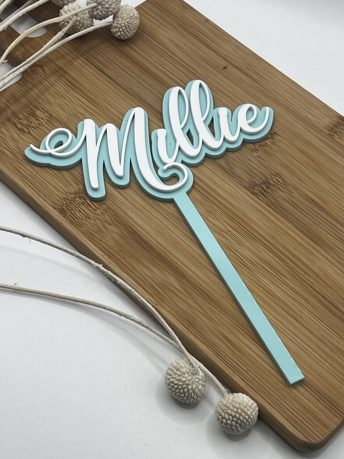 Swirly name cake topper