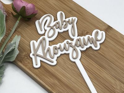 Baby shower double cake topper taupe
