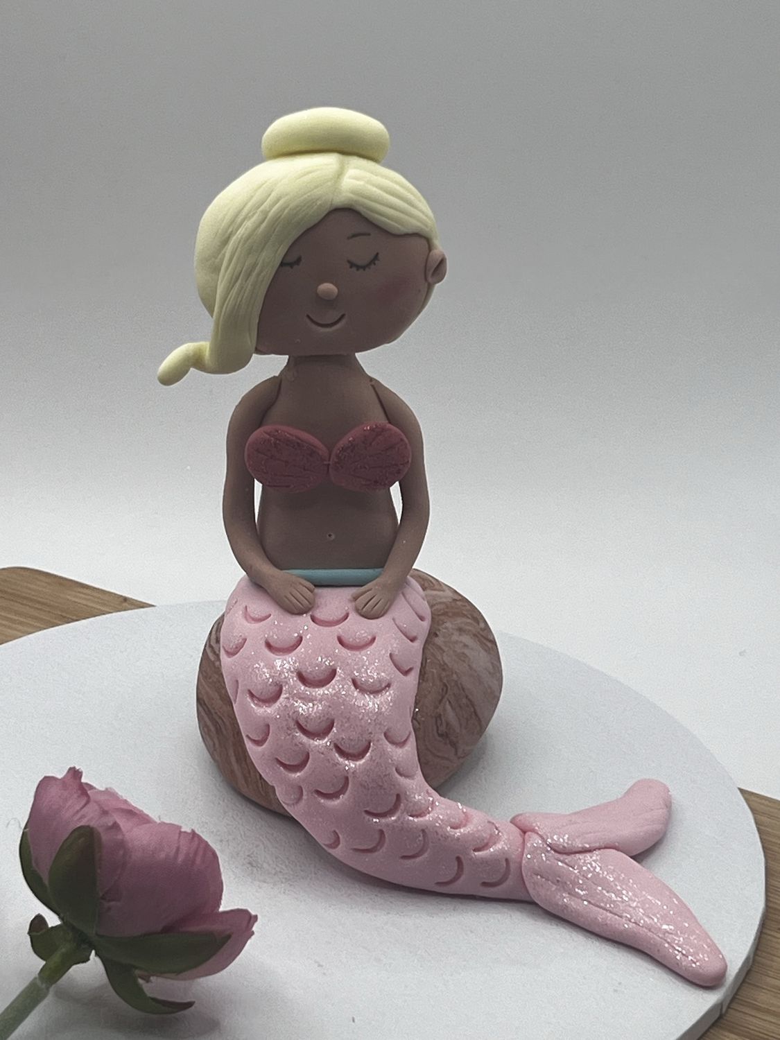 Mermaid cake topper with pink tail