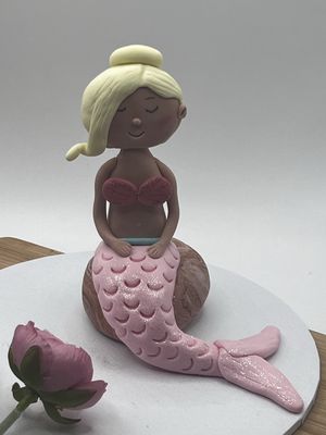 Mermaid cake topper with pink tail