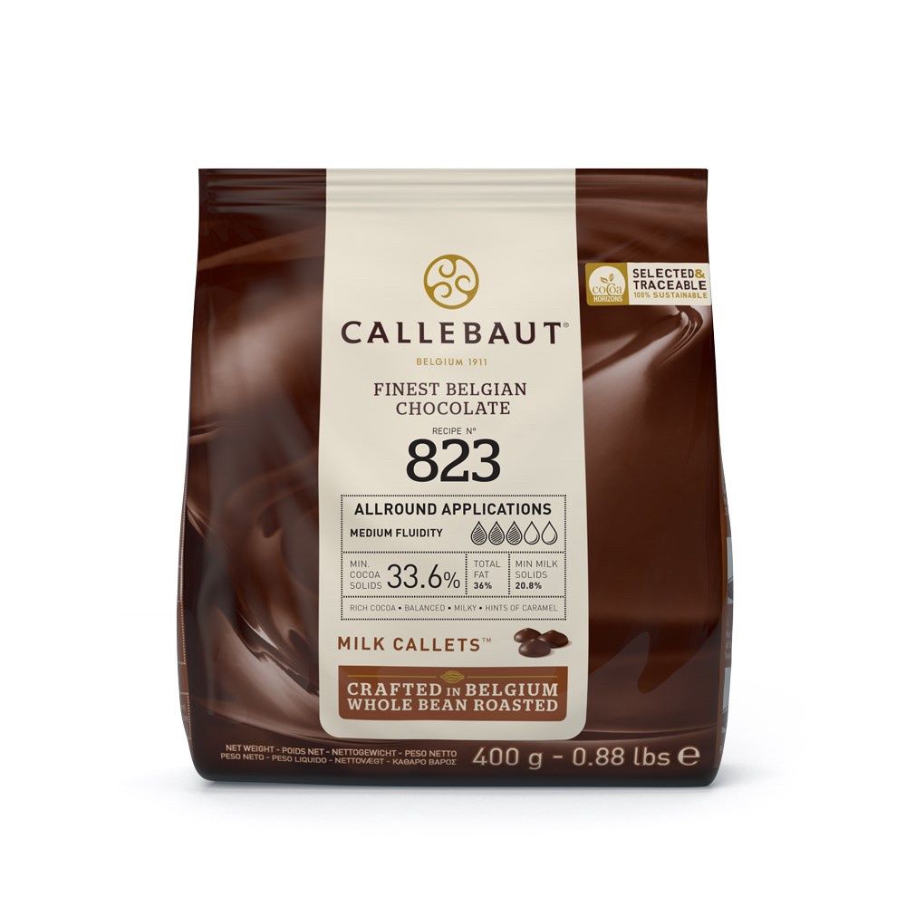 CALLEBAUT MILK CALLETS 33.6% 400 GRAMS