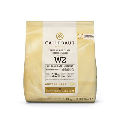 CALLEBAUT WHITE COUVERTURE CALLETS 28%  400 GRAMS