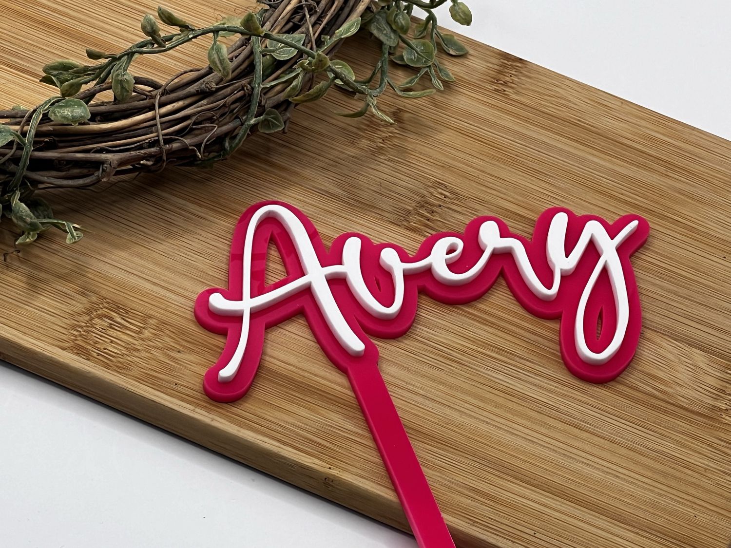 Hot pink double name cake topper