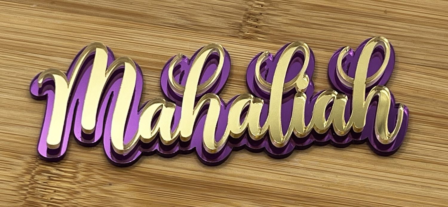 Purple and gold mirror name fropper