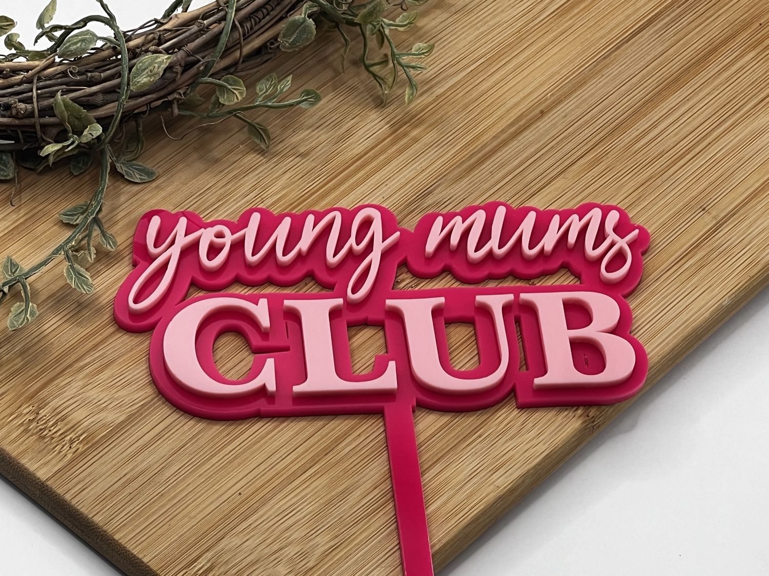 Hot pink and pastel pink cake topper