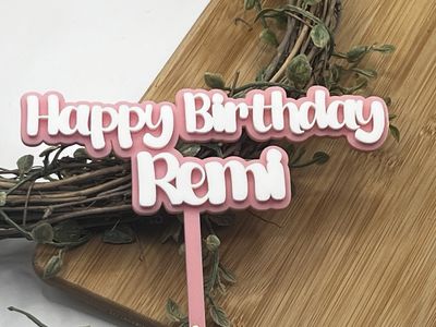 Pastel pink and white name topper