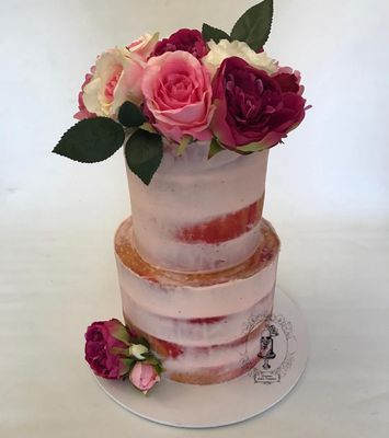 2 tire Raspberry swirl naked cake 