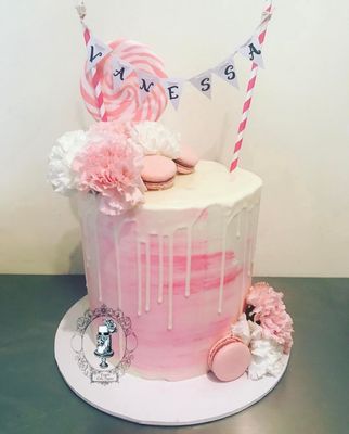 Carnation drip birthday cake 