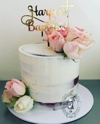 Baptism rose cake