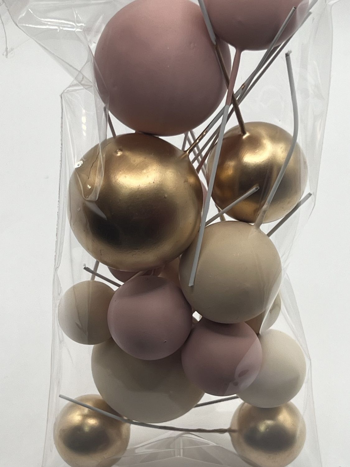 Taupe and gold balls