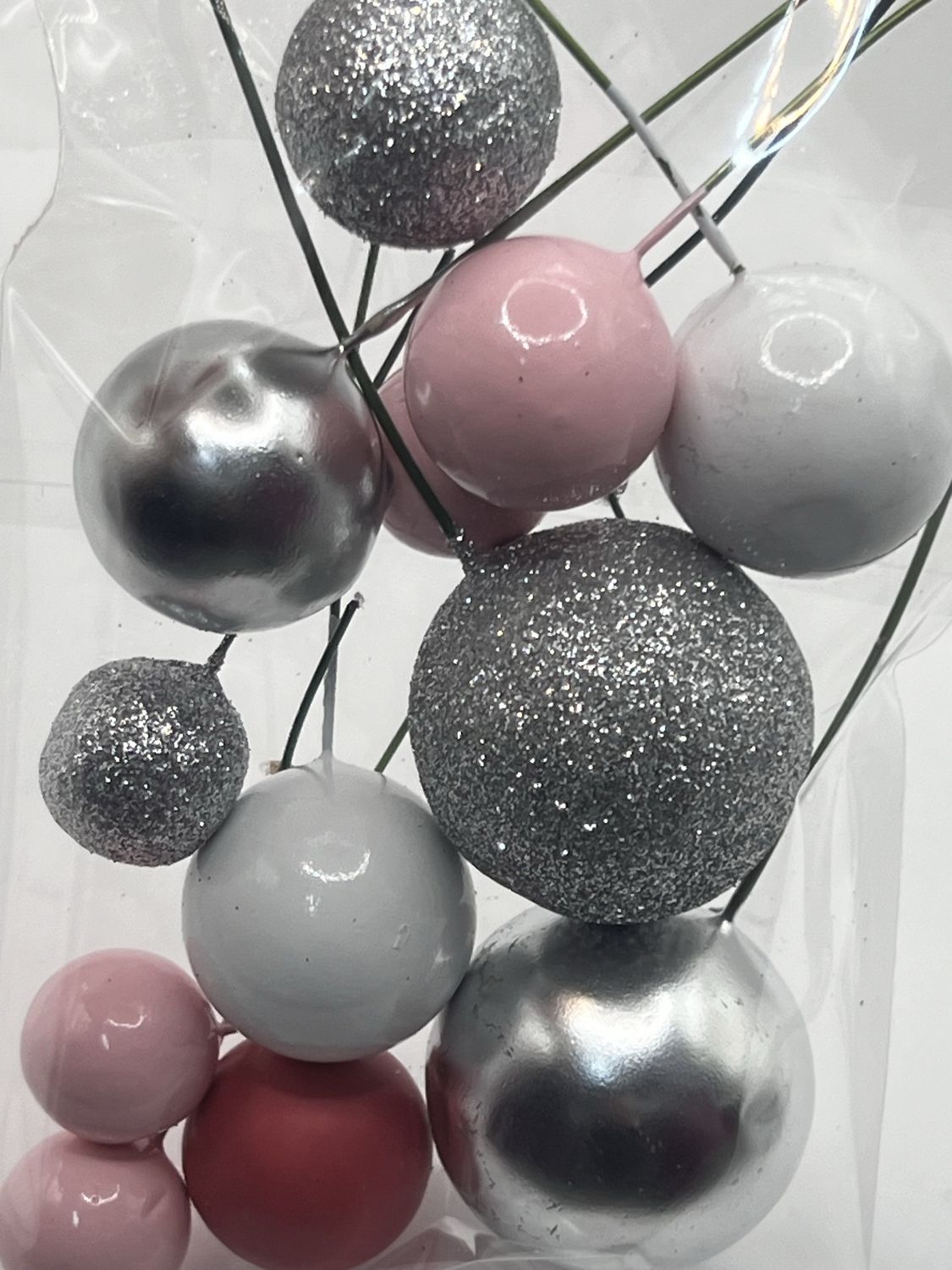 Pink and silver balls