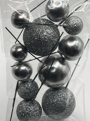 Silver and silver glitter balls