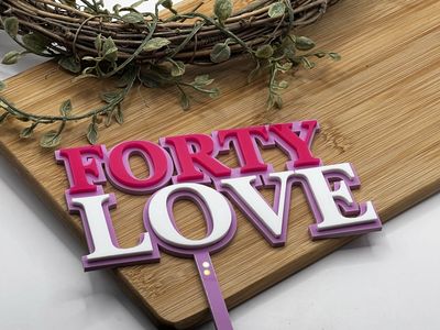 Forty love cake topper