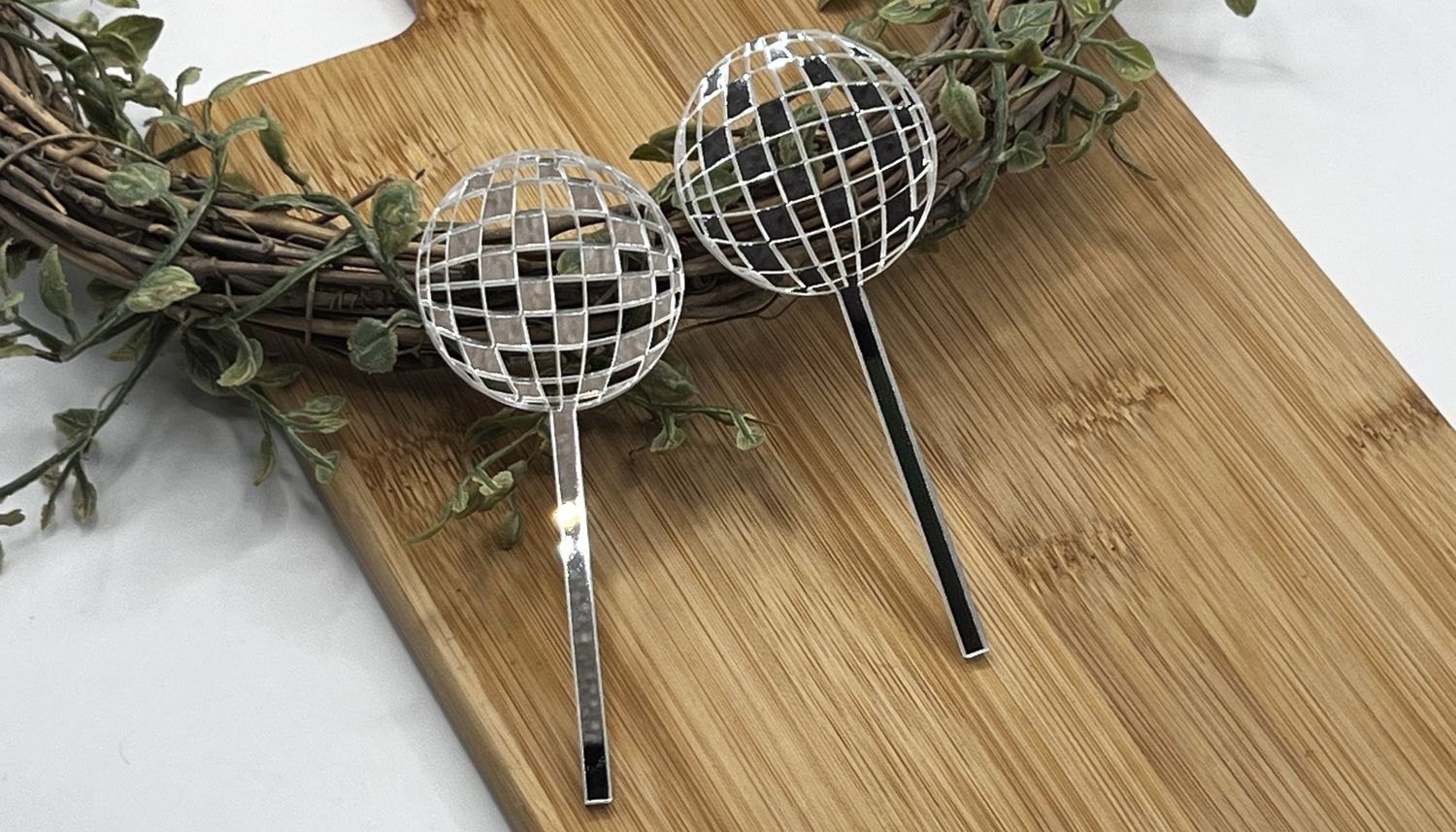 Disco ball cake topper 2 pk