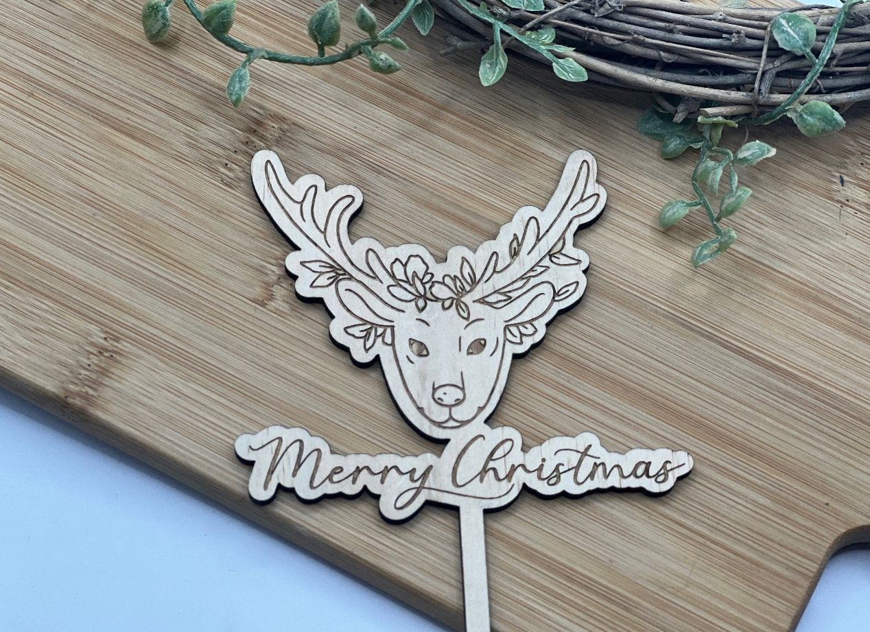 Merry Christmas Rain deer  Cake Topper