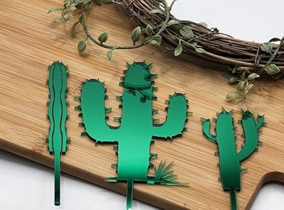 Cactus cake topper set