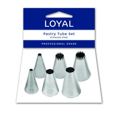 SET 6 ASSORTED FRENCH STAR+ROUND PASTRY TUBE