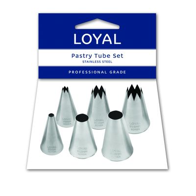 SET 6 ASSORTED OPEN STAR+ROUND PASTRY TUBE