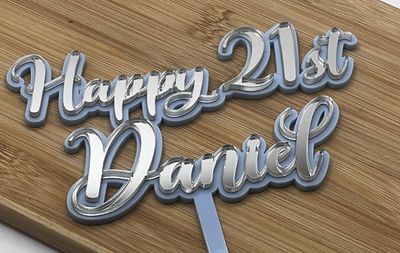 Happy 21st Blue and Silver