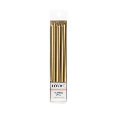 Tall Candle Metallic Gold (12pc)