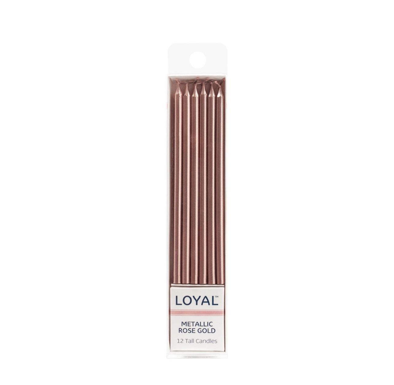 Tall Candle Metallic Rose Gold (12pc)