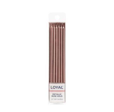 Tall Candle Metallic Rose Gold (12pc)