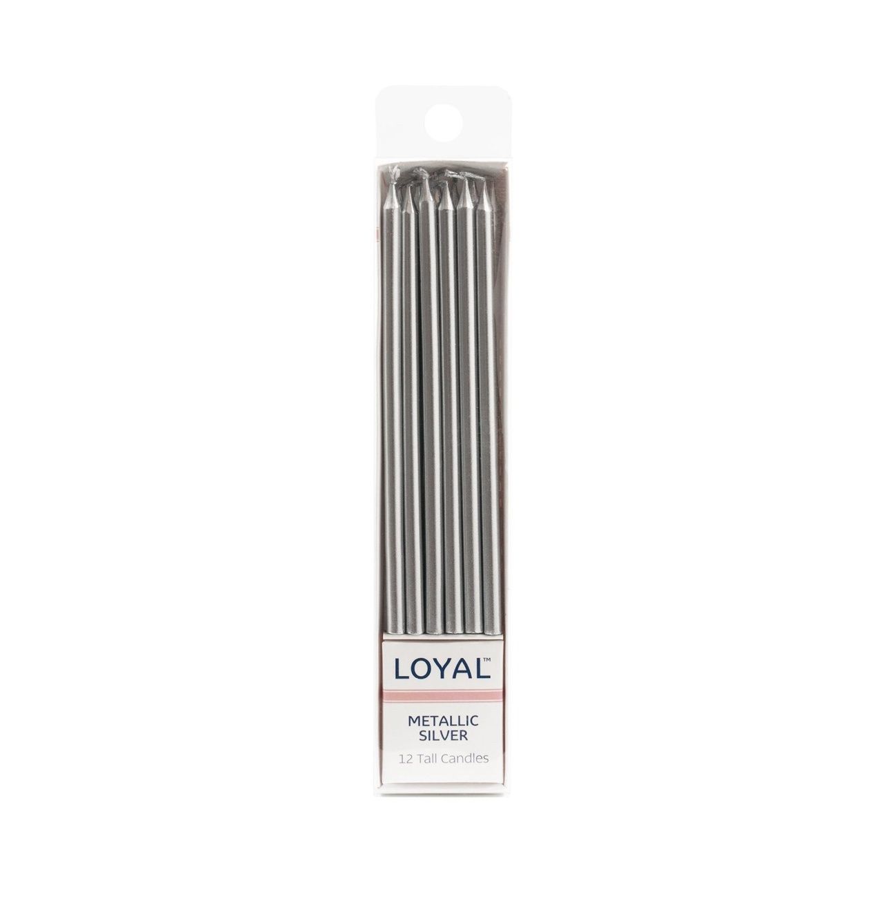 Tall Candle Metallic Silver (12pc)