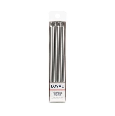 Tall Candle Metallic Silver (12pc)
