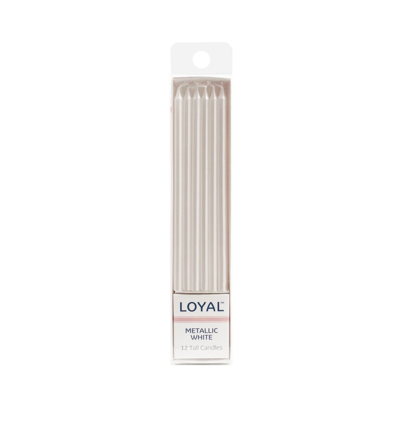 Tall Candle Metallic White (12pc)