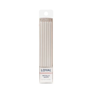 Tall Candle Metallic White (12pc)