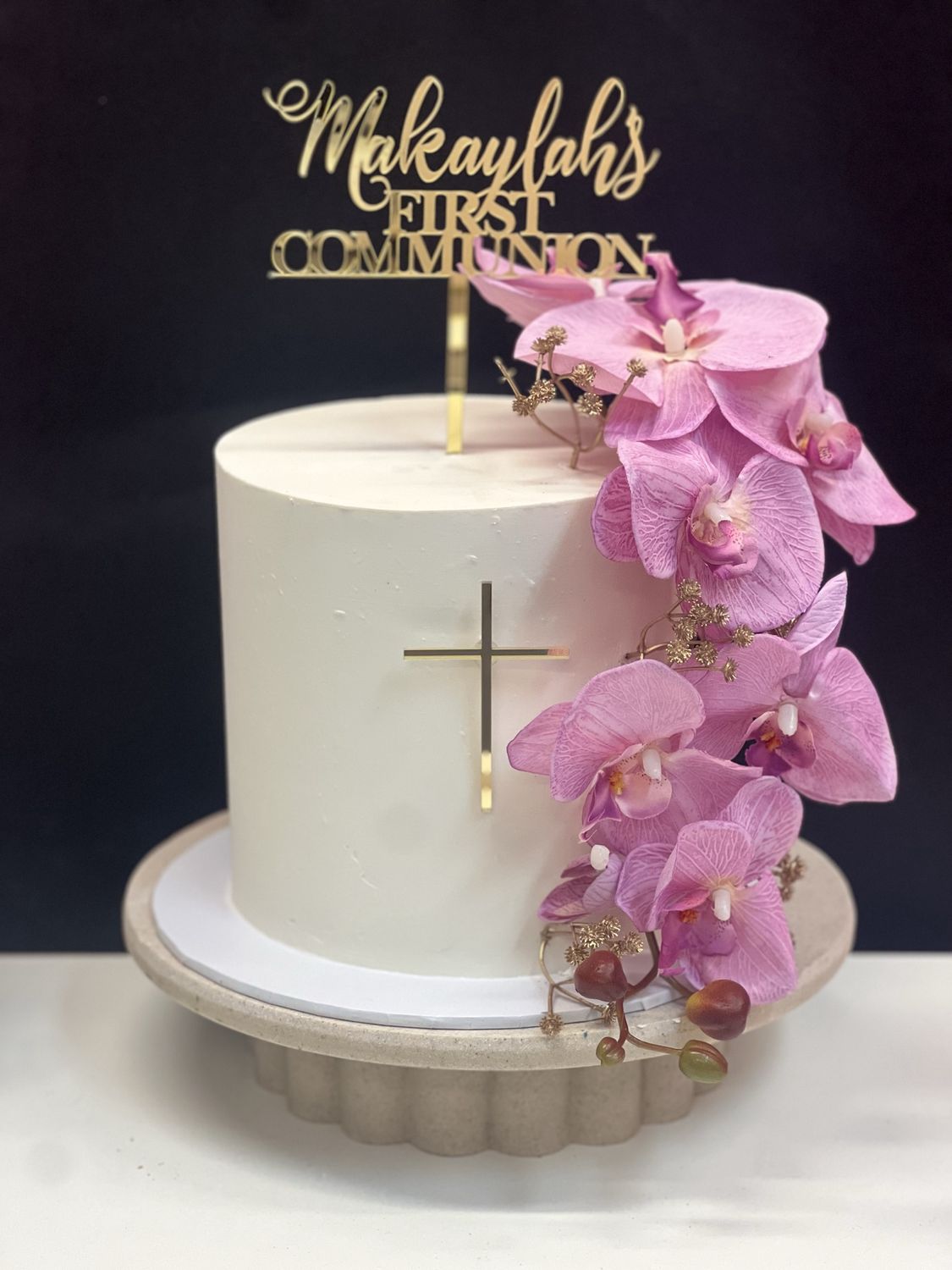 FIRST HOLY COMMUNION ORCHID CAKE