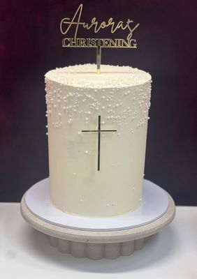 Pearl Christening Buttercream Cake