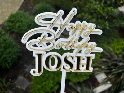 Happy Birthday Name Double Cake Topper
