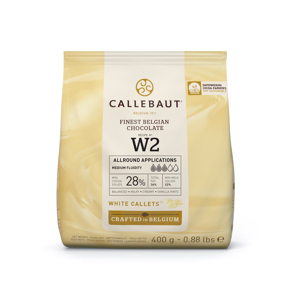 CALLEBAUT WHITE COUVERTURE CALLETS 28%  400 GRAMS