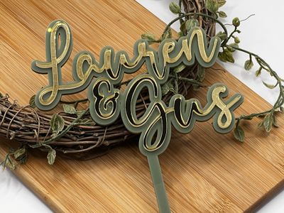 Sage green and gold mirror double topper