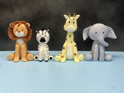 Baby Jungle Animal Cake Topper Set