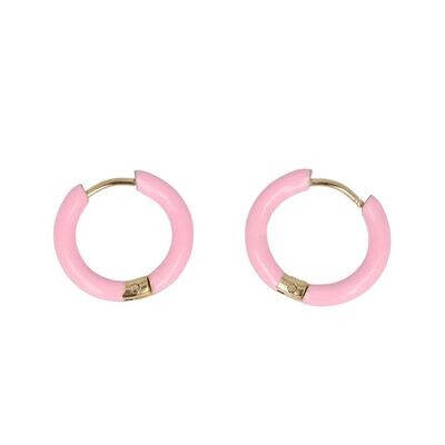 Orecchini cerchio da 16 mm acciaio inox colore rosa