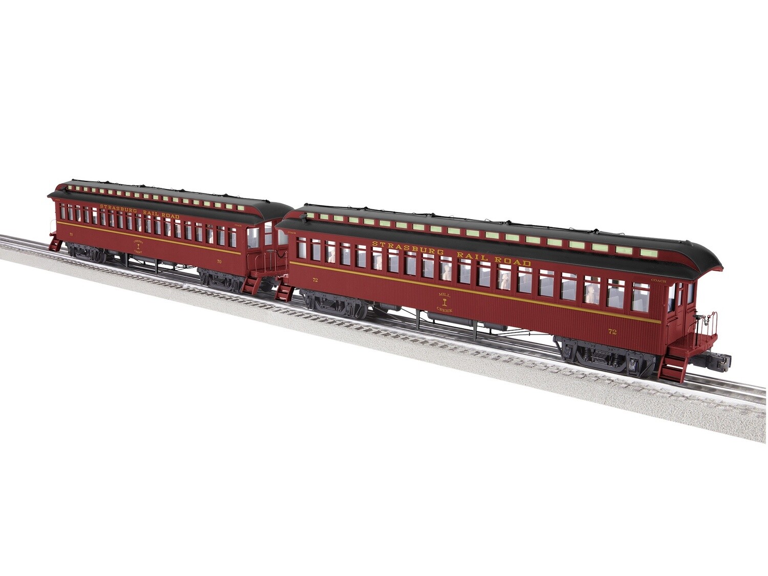 LIONEL 2227040 | O SCALE | STRASBURG RR (1990S) WOOD COACH 2-PACK #2 (#70,#72)