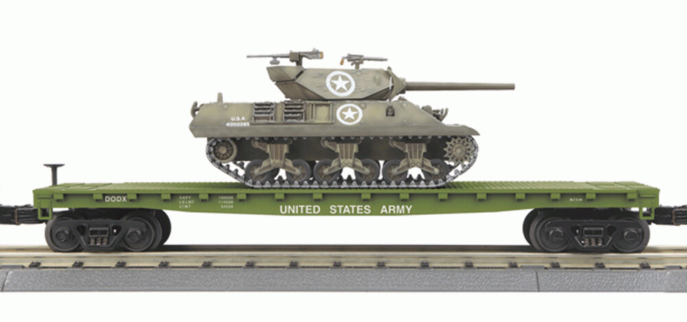 MTH30-7096C | O Gauge | U.S. Army Flat Car w/M10 Wolverine Tank