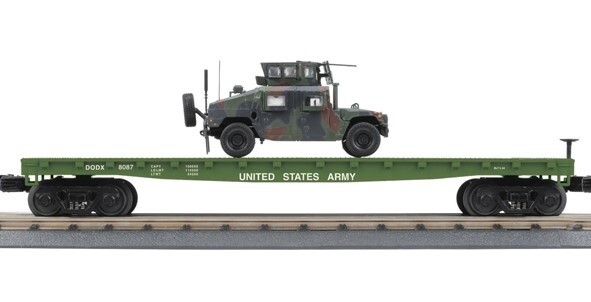 MTH30-70114 | O Gauge | RailKing  Flat Car w/Humvee Vehicle