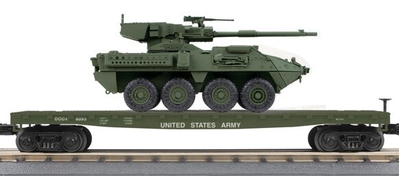 MTH30-70115 | O Gauge | RailKing  Flat Car w/Stryker Vehicle