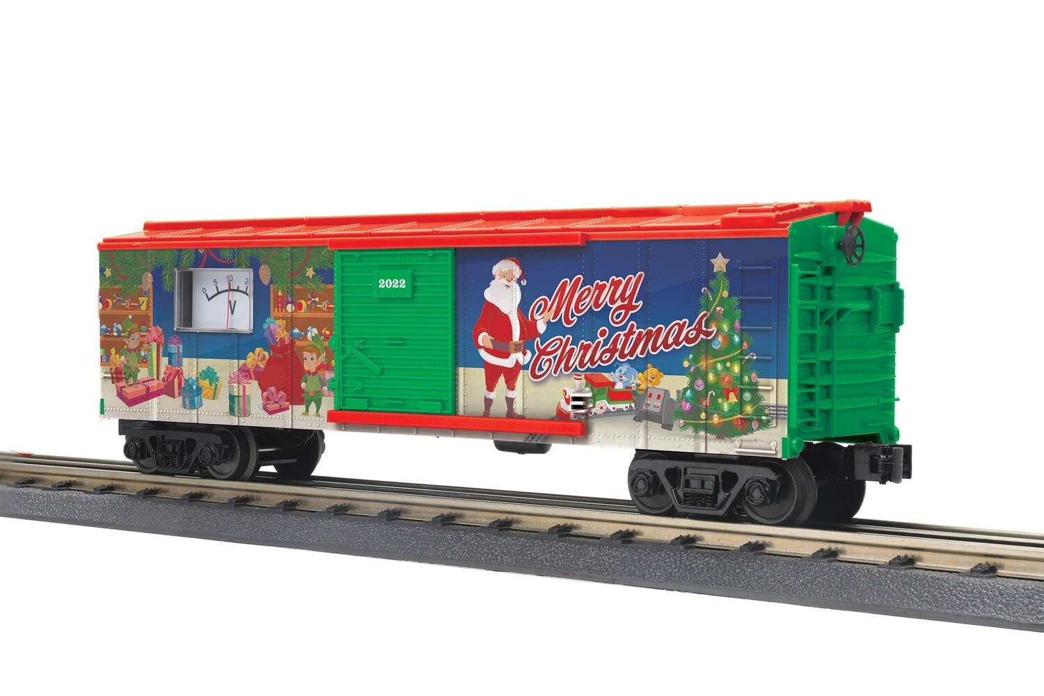 MTH30-71111 | O Gauge | RailKing Box Car w/Power Meter | Christmas (Santa)