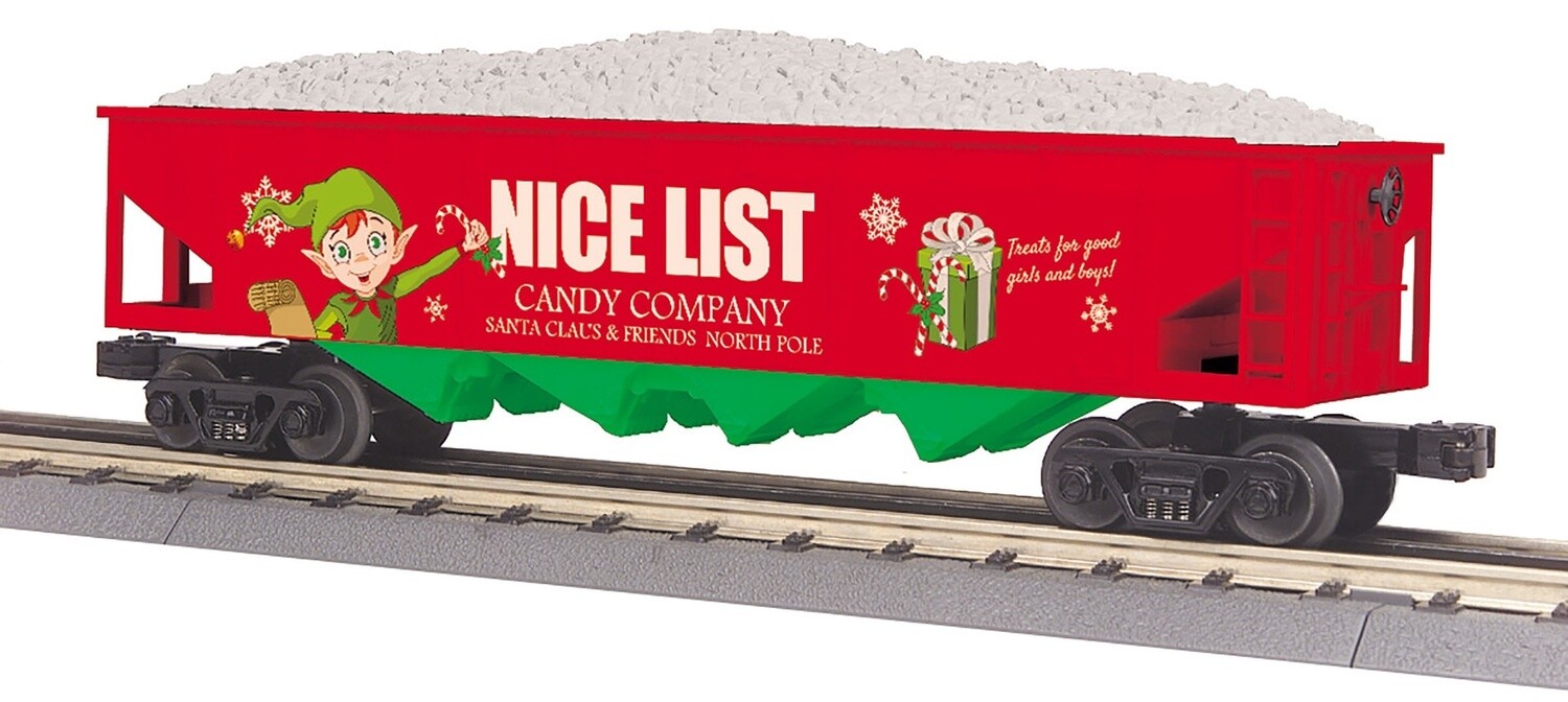 MTH30-75635 | O Gauge | RailKing 4-Bay Hopper Car | Christmas
