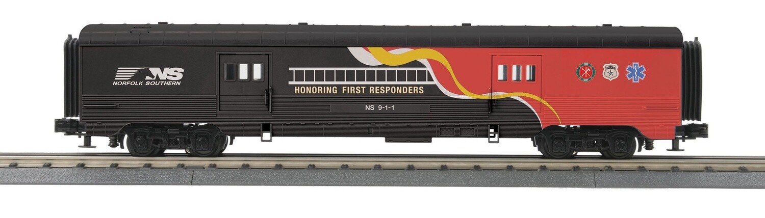 MTH30-67993 | O Gauge |  RailKing 60' Streamlined Baggage Car | Norfolk Southern (First Responders)